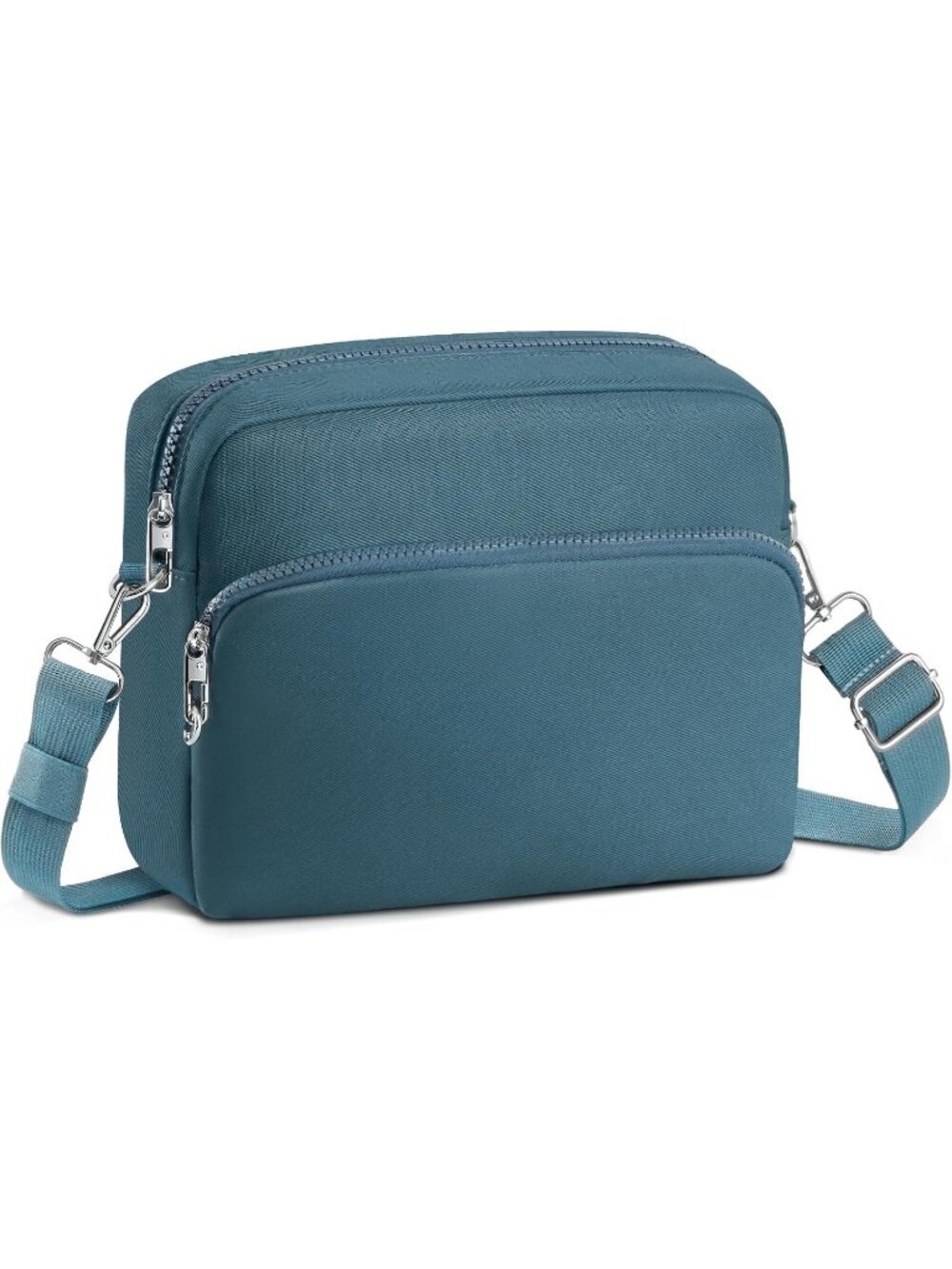 Unisex Deep Teal Classic Design For Trip Travel Zipper Imported Crossbody Bags